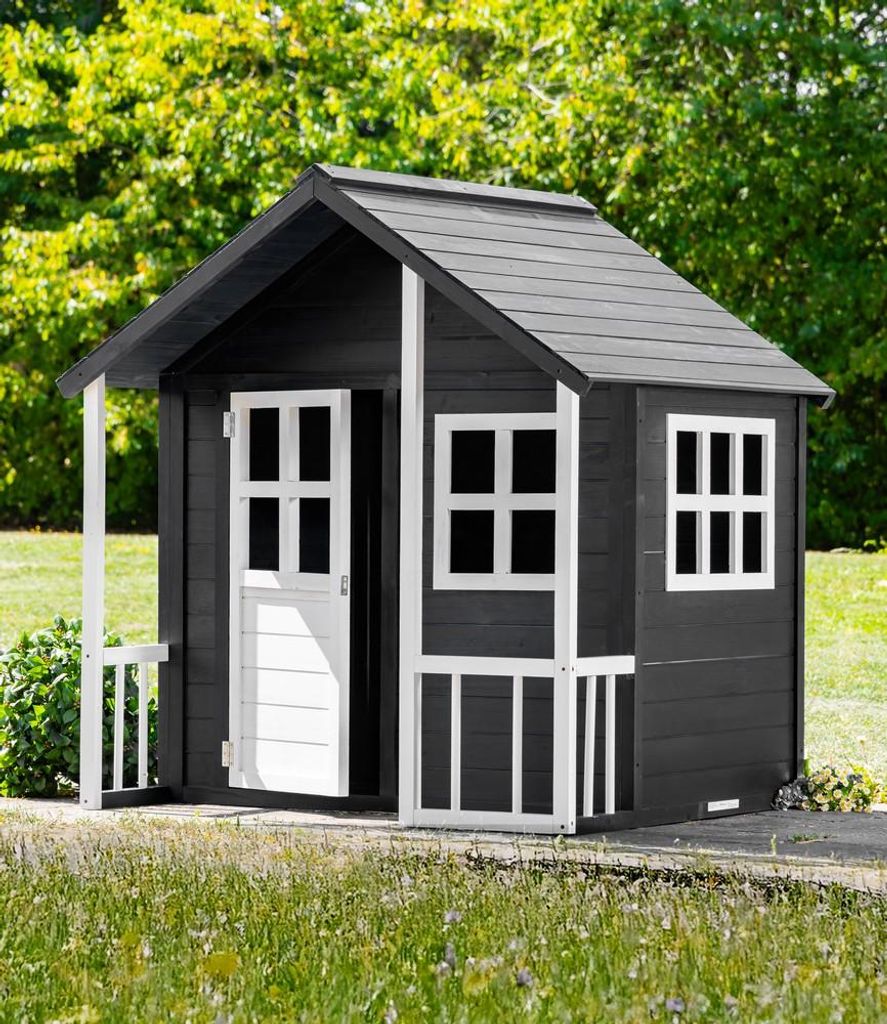 Kinderspielhaus aus Tannenholz, ca. 131 x 115,5 x 136 cm - Grau/Weiß