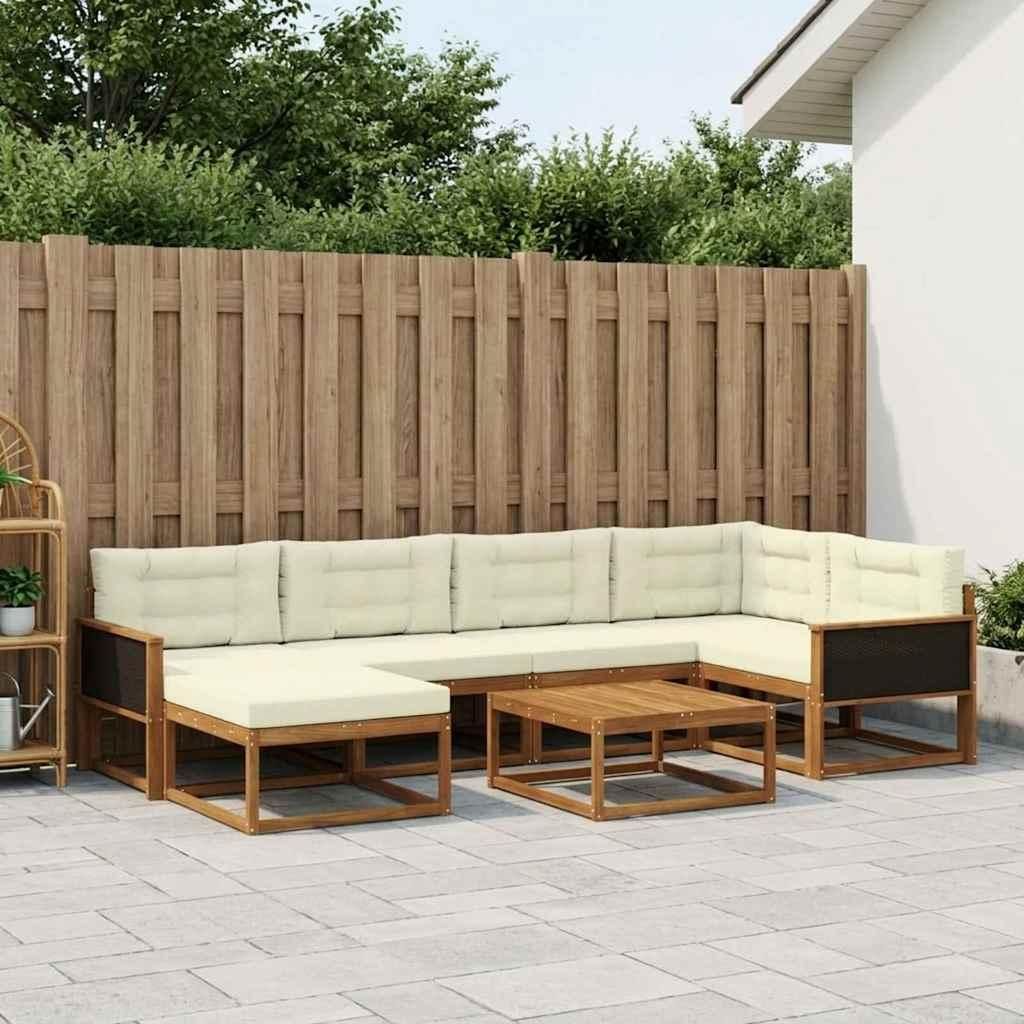 Möbel Outdoor-Sofagarnitur mit Kissen 7 pcs Natur und CremeGartensofas - Gartensofas c948