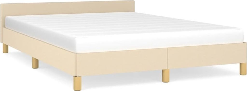 Bettgestell ohne Matratze Creme 140x190 cm Stoff