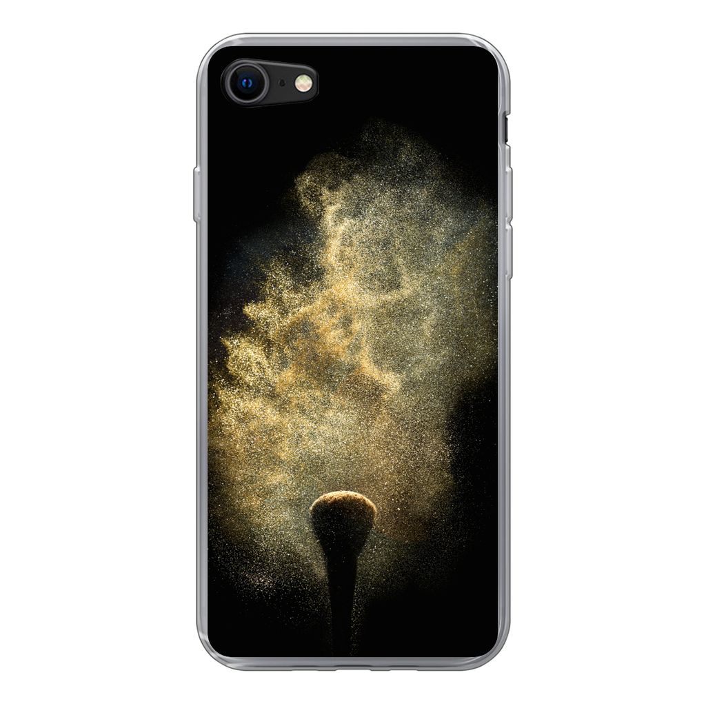 MuchoWow Handyhülle Schutzhülle Hülle für iPhone 7 Goldpulver auf schwarzem Hintergrund Silikon Softcase Handy Hülle - Kartenhalter