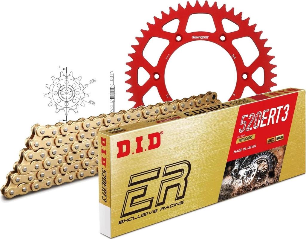 Kit Alu (rot) passend für Honda CRF250 R 04-09 13-51-114 DID520ERT2(G&G) Clip