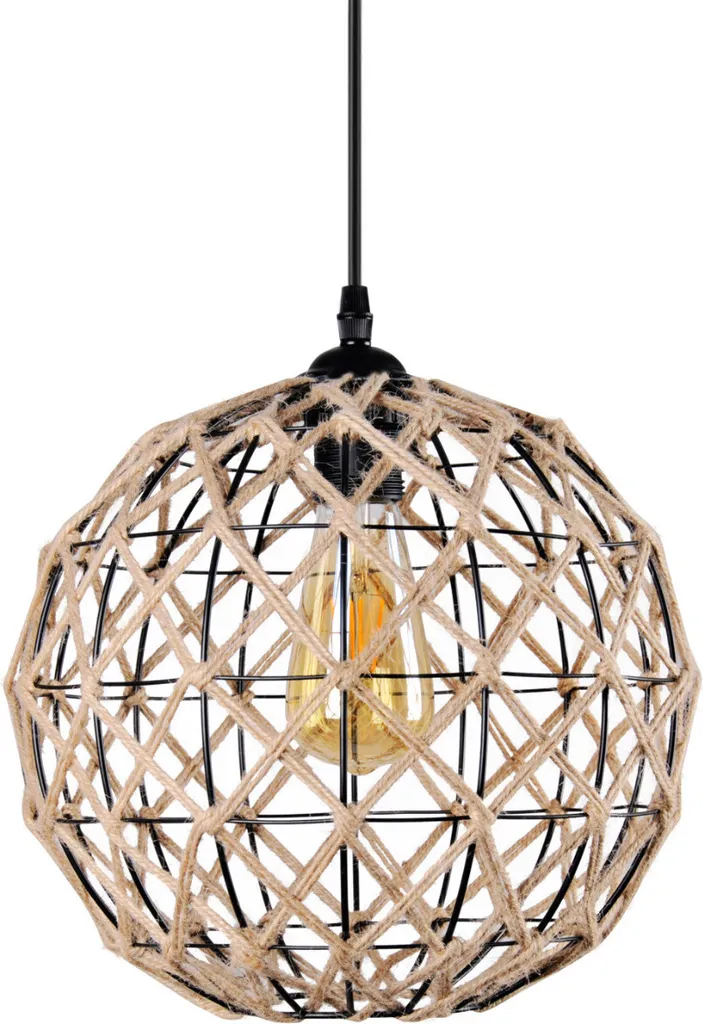 Suspension design UMEA tressage sisal marron et métal noir 120 cm Polux
