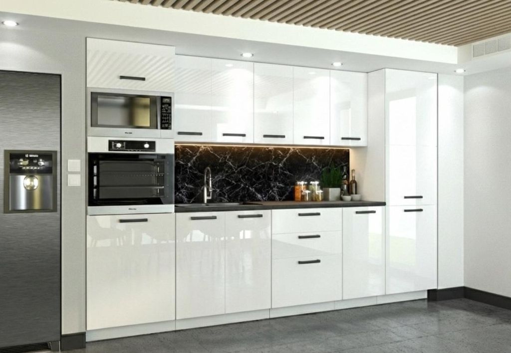 ULWEHOME | Küchenzeile 300 cm Weiß Hochglanz, Produktbild 