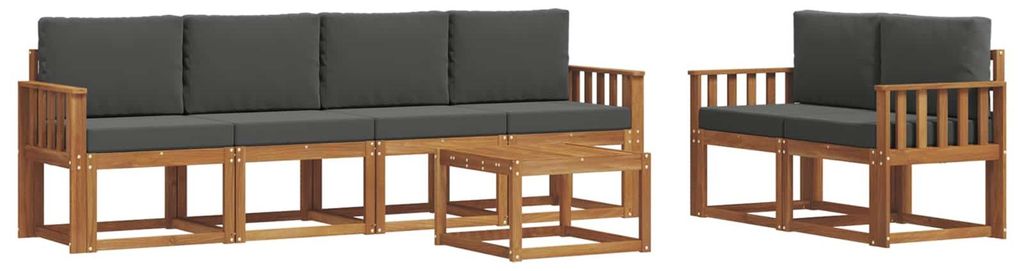 vidaXL Outdoor-Sofagarnitur mit Kissen 7 pcs Natur und Anthrazit