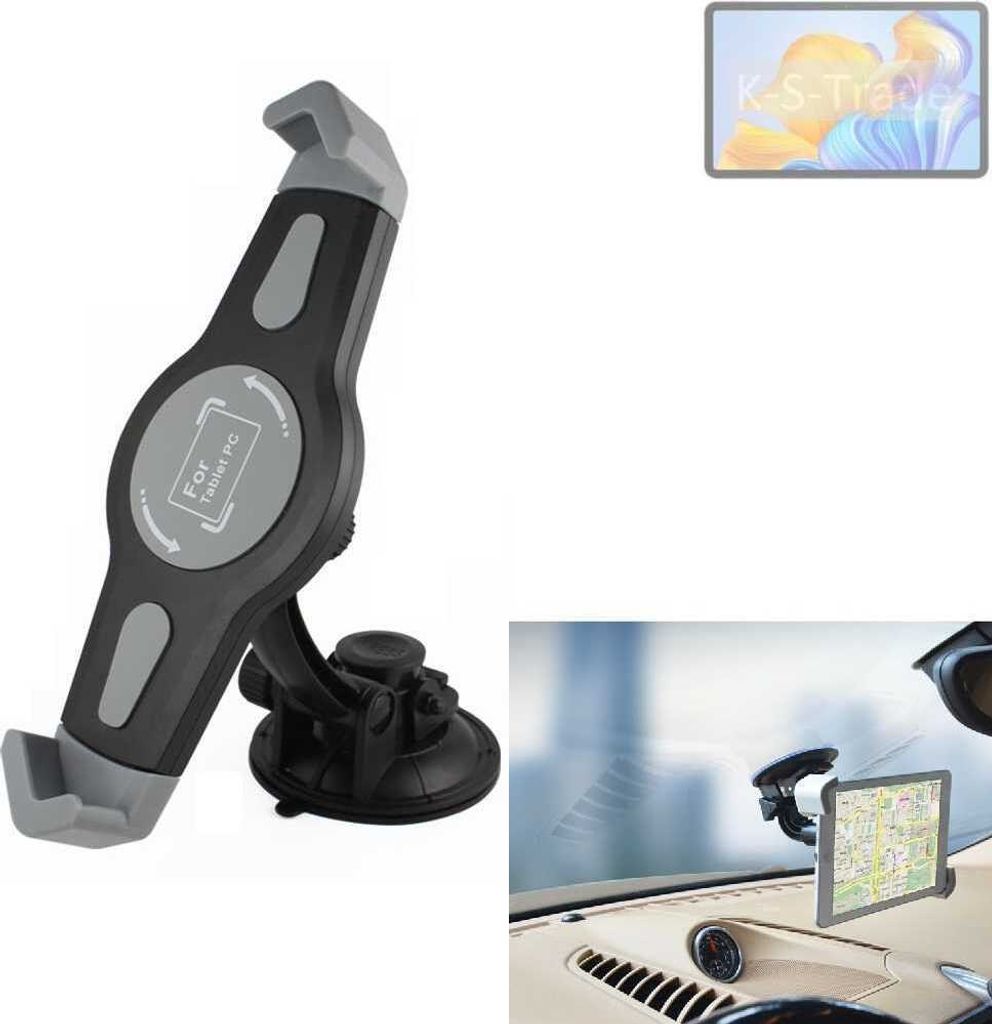 K-S-Trade Scheiben-Halterung für Tablets kompatibel mit Honor Pad 8 KFZ Tablet Saugnapf Auto Halterung Windschutzscheibe Holder Halter