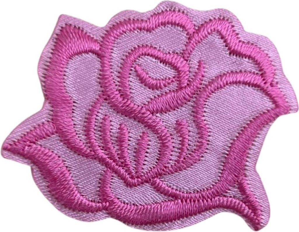 Rosa Rosen-Logo-Aufnäher zum Aufbügeln aus Stoff