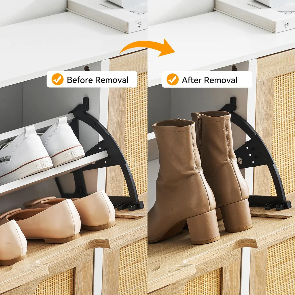 Tiroir à chaussures blanc anti-odeur en rotin - Solution gain de place 4p - 8