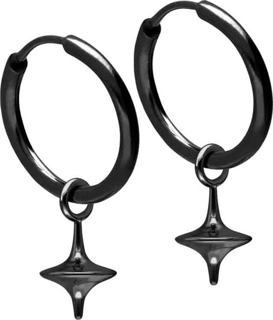 Chirurgenstahl Ohrclicker Creolen KREISEL Schwarz Innendurchmesser: 12mm + Designstärke: 1,6mm