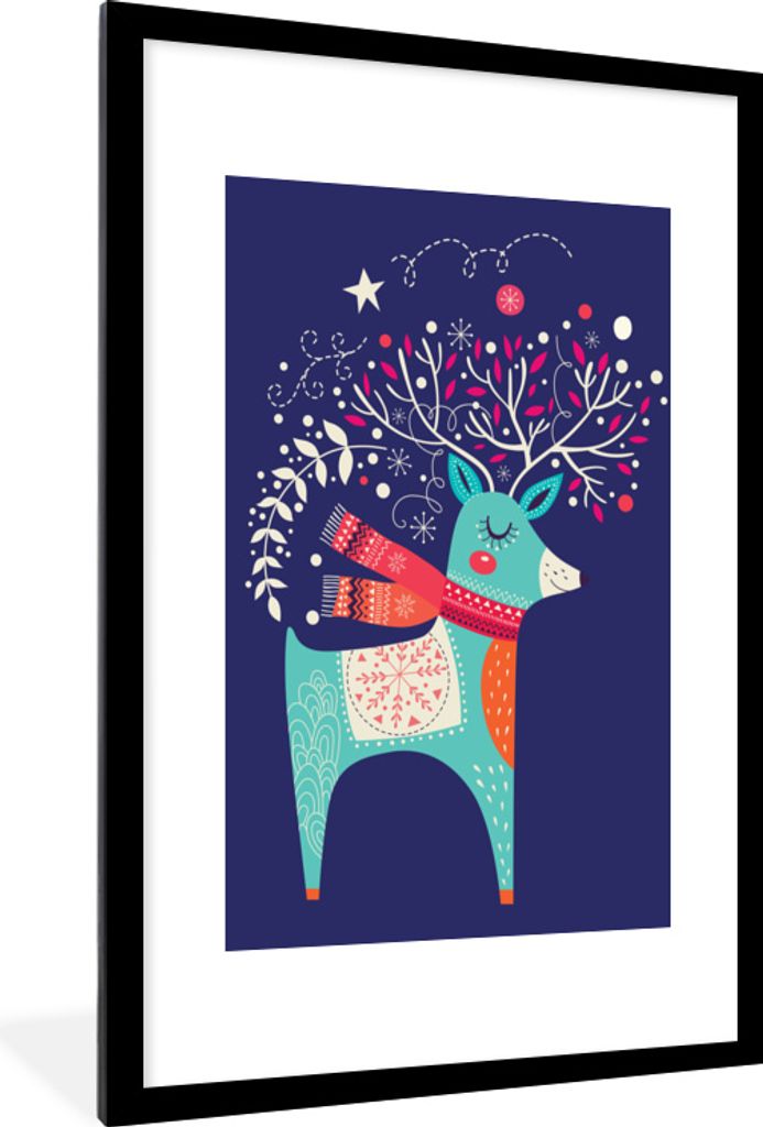 MuchoWow® MuchoWow® Gerahmtes Poster Rentier - Weihnachten Produktbild 