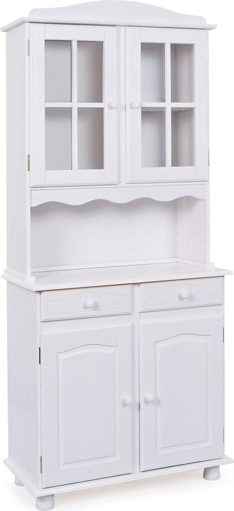 Valux Vitrinenschrank 2 Türen, 2 Glastüren, 2 Schubladen, weiss.