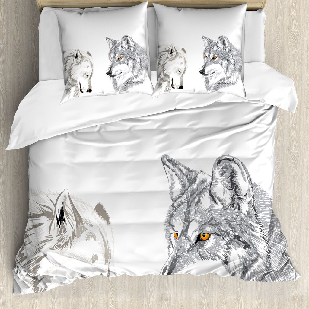 ABAKUHAUS Skizzenhaft Bettbezug, Flüchtiges Portrait Wildlife, Milbensicher Allergiker geeignet mit Kissenbezügen, 200 cm x 200 cm - 80 x 80 cm, ...
