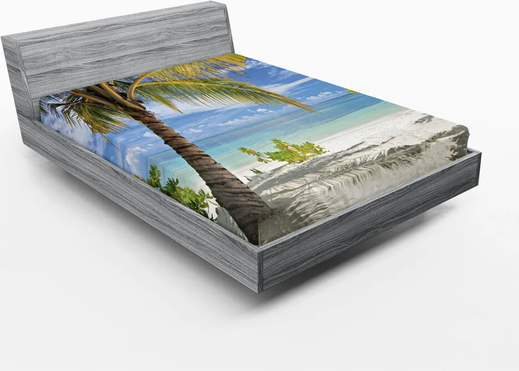 Drap-housse 180x200 cm Imprimé Tropical en Microfibre Douce - Bleu
