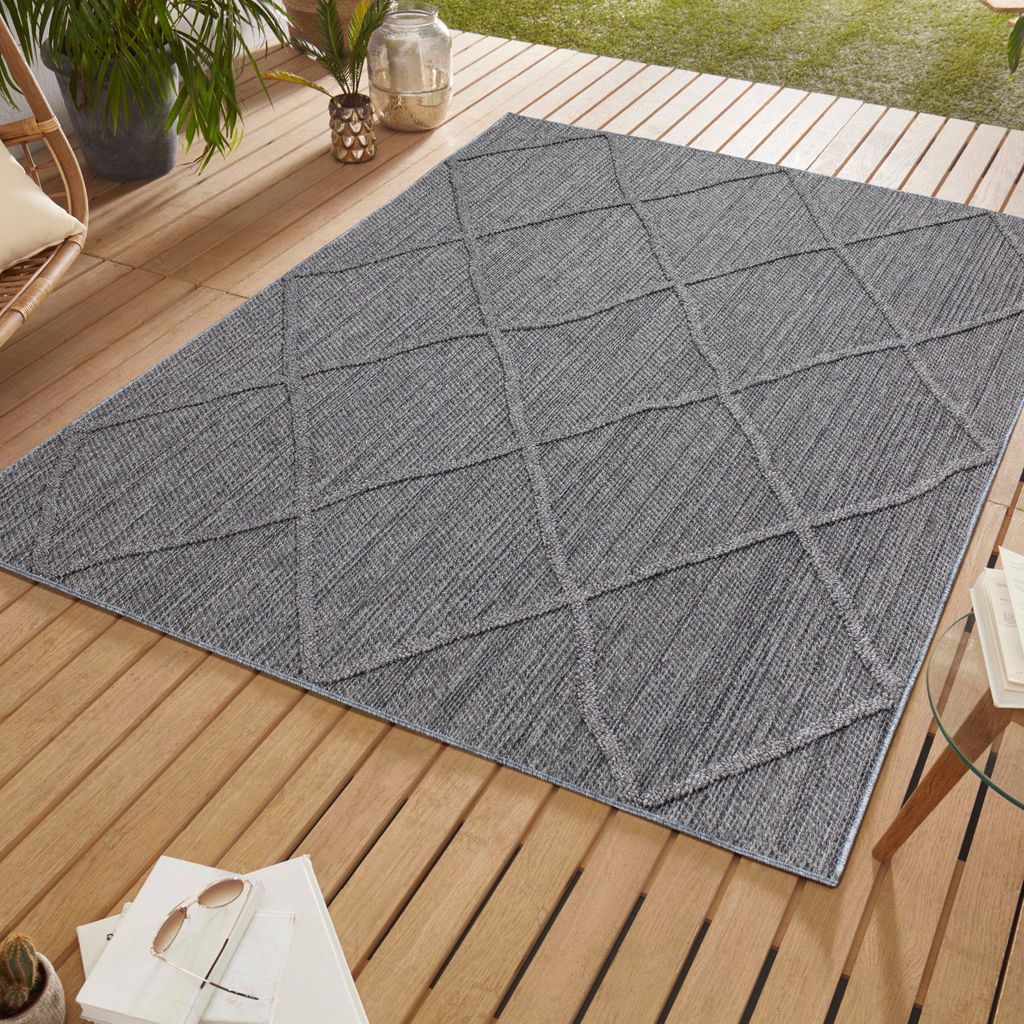 Outdoor Teppich Teppiche im skandinavischen Stil Küche Balkon Terrasse Garten Picknick , Größe : 120 cm x 170 cm , Farbe : Grau-2