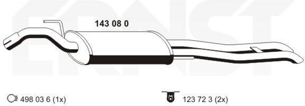 ERNST 143080 Endschalldämpfer für VW PASSAT Variant (3A5, 35I) Auspuff
