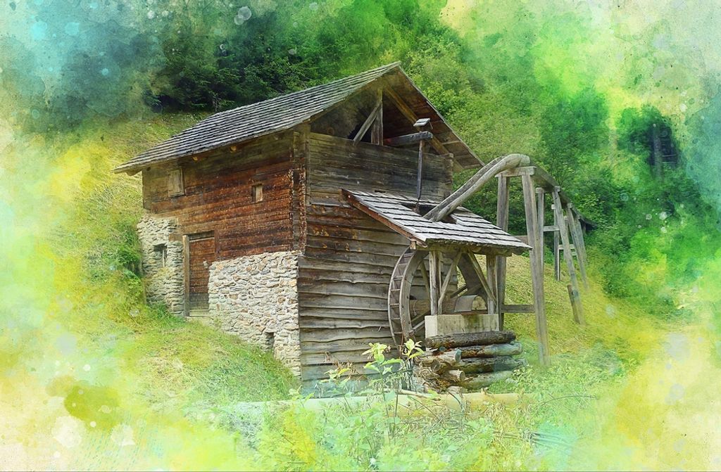 hansepuzzle 63998 - Wassermühle Puzzle, 500 Teile, Hintergründe, 46,0 x 30,0cm mit hochwertiger Aufbewahrung, Kartonbox & Beutel