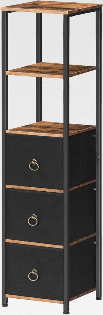 Badezimmerschrank, freistehendes Aufbewahrungsregal für Badezimmer, schmaler Aufbewahrungsschrank, multifunktionaler Hochschrank, 3 Stoffschublade...