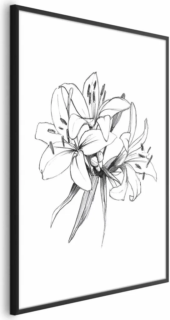 Poster Fiori Disegnati 60x90 Cornice Nera - Wall Art Moderna