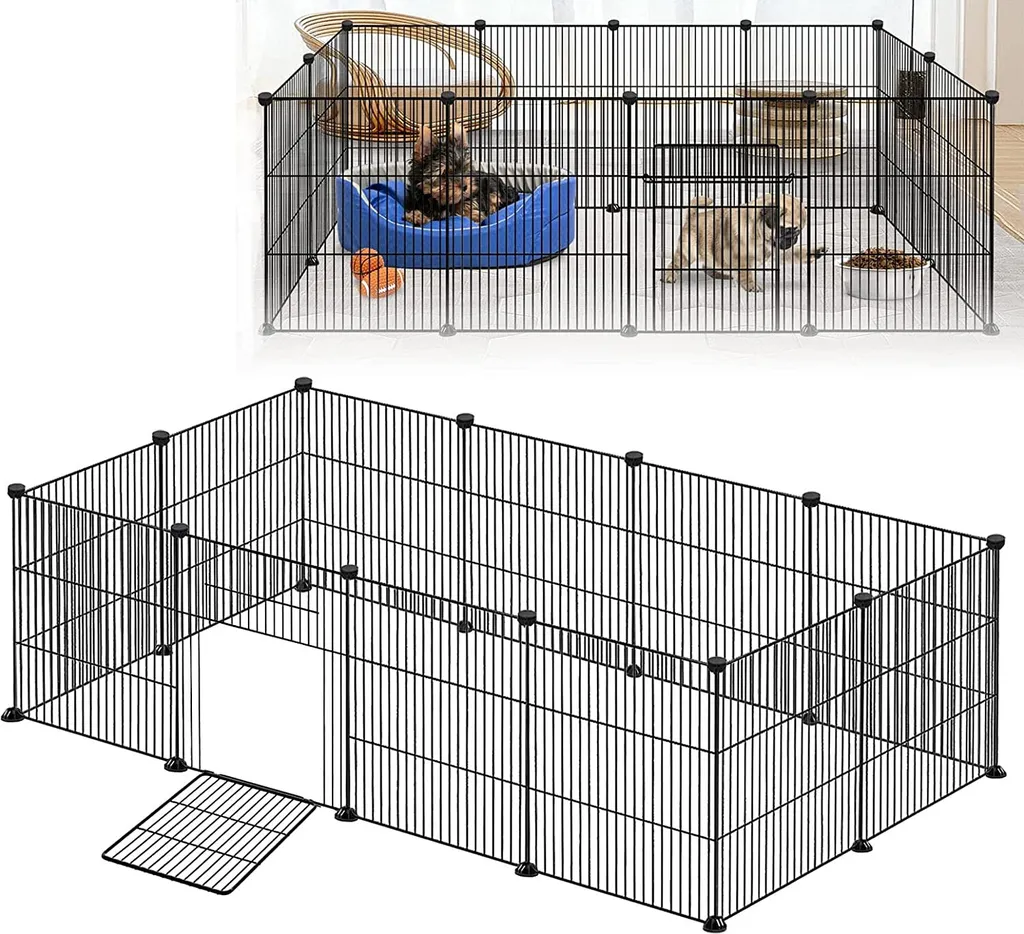 Parc pour Petits Animaux 142x72cm - Enclos Intérieur avec Porte Intégrée