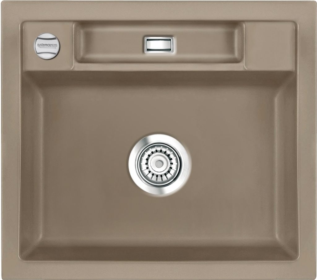 Spüle KeraDomo BELA 57 in FANGO mit Excenterbedienung / Systemceram / Keramikspüle