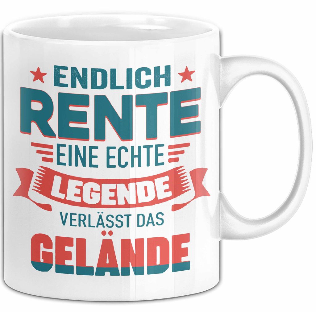Rentner Pensionär Sarkasmus Tasse Geschenk Lustige Geschenkidee Spruch Endlich Rente Eine Echte Legende Verlässt Das Gelände (Weiß)