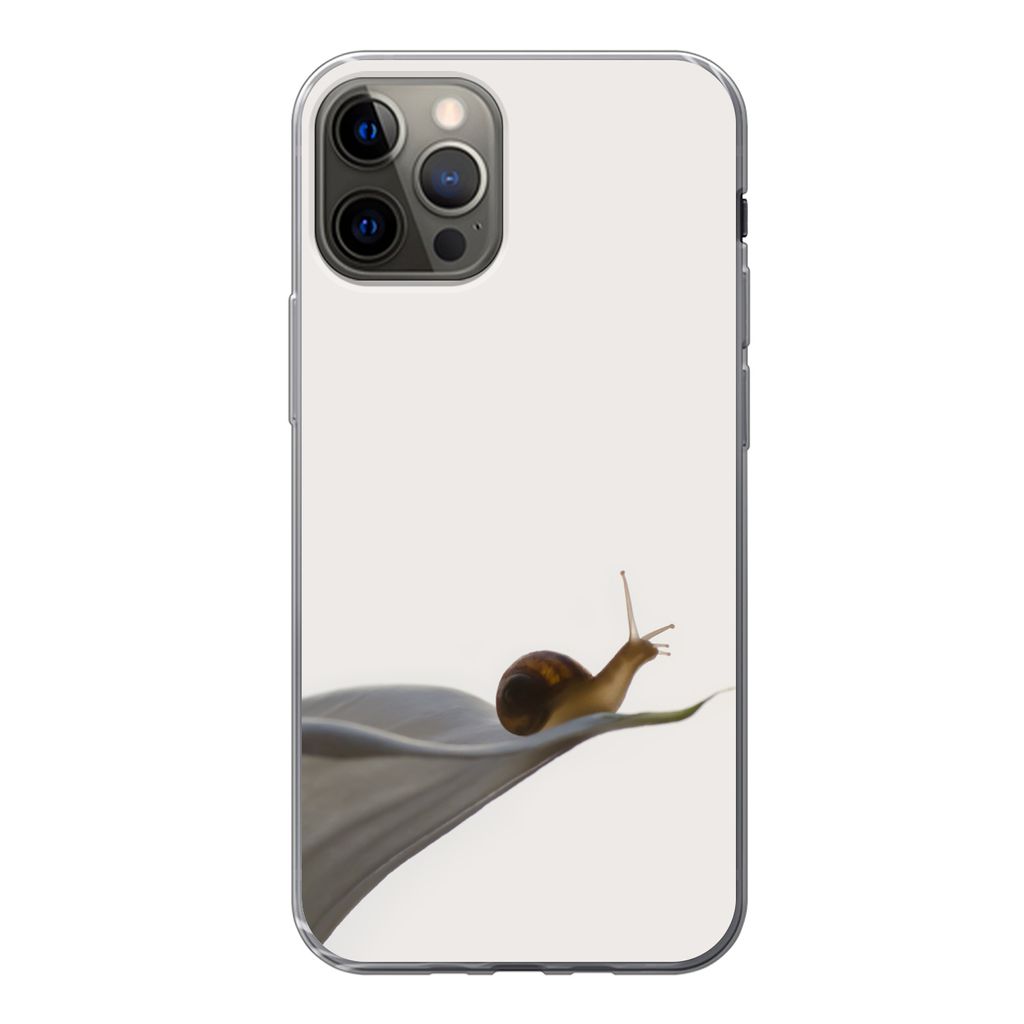 MuchoWow Handyhülle Schutzhülle Hülle für iPhone 13 Pro Schnecke - Lilie - Grau Silikon Softcase Handy Hülle - Handy-Tasche