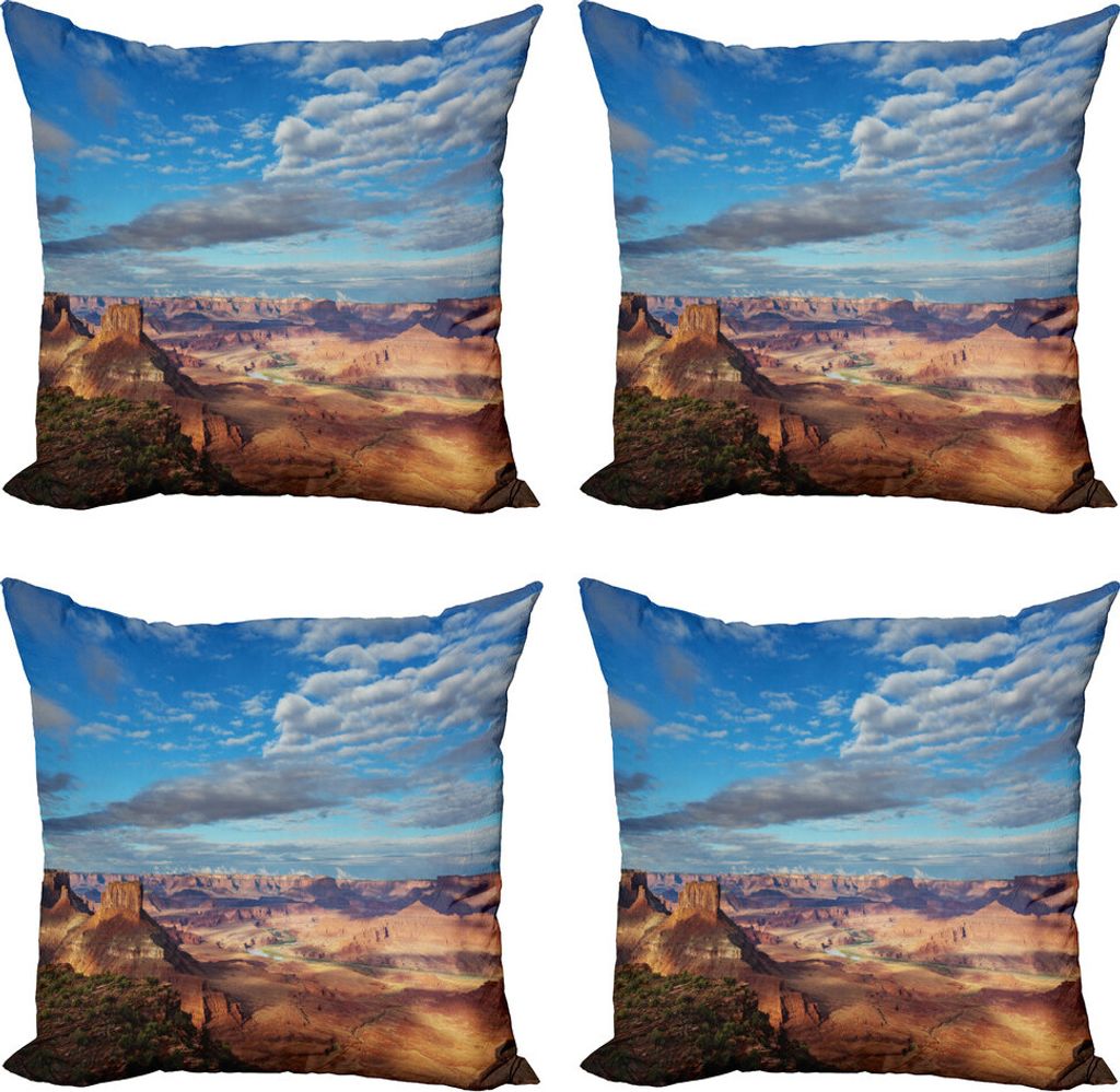 ABAKUHAUS Landschaft Kissenbezug Set (4 Stück), Canyonlands Utah-Tal, Moderner Doppelseitiger Digitaldruck, 40 cm x 40 cm, Mehrfarbig