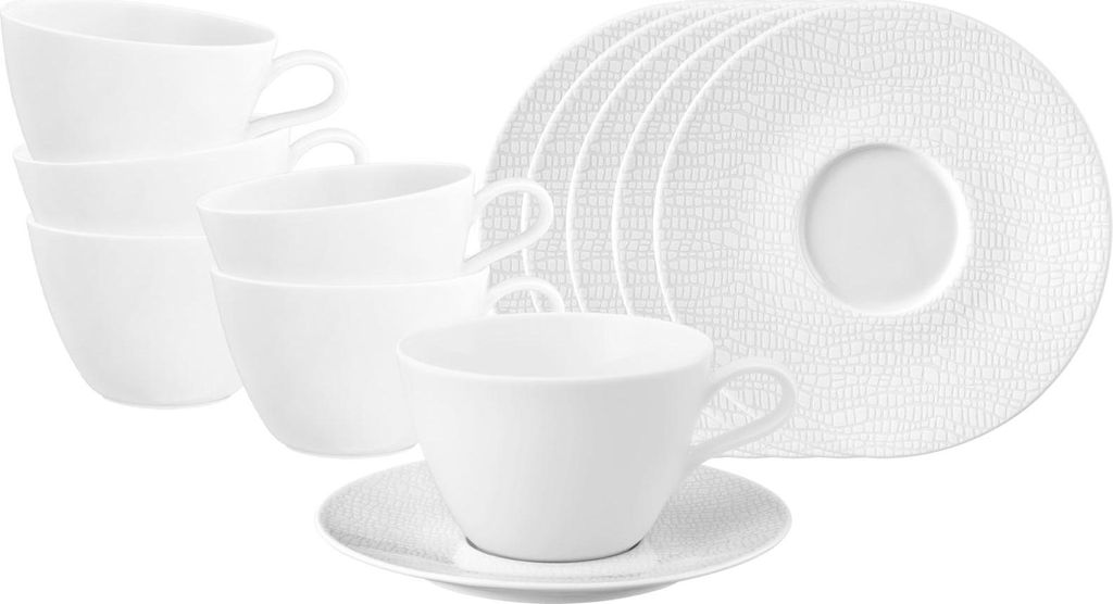 Seltmann Weiden Life Fashion Milchkaffeetasse mit Untertasse 370 ml 6er Set - Luxury White