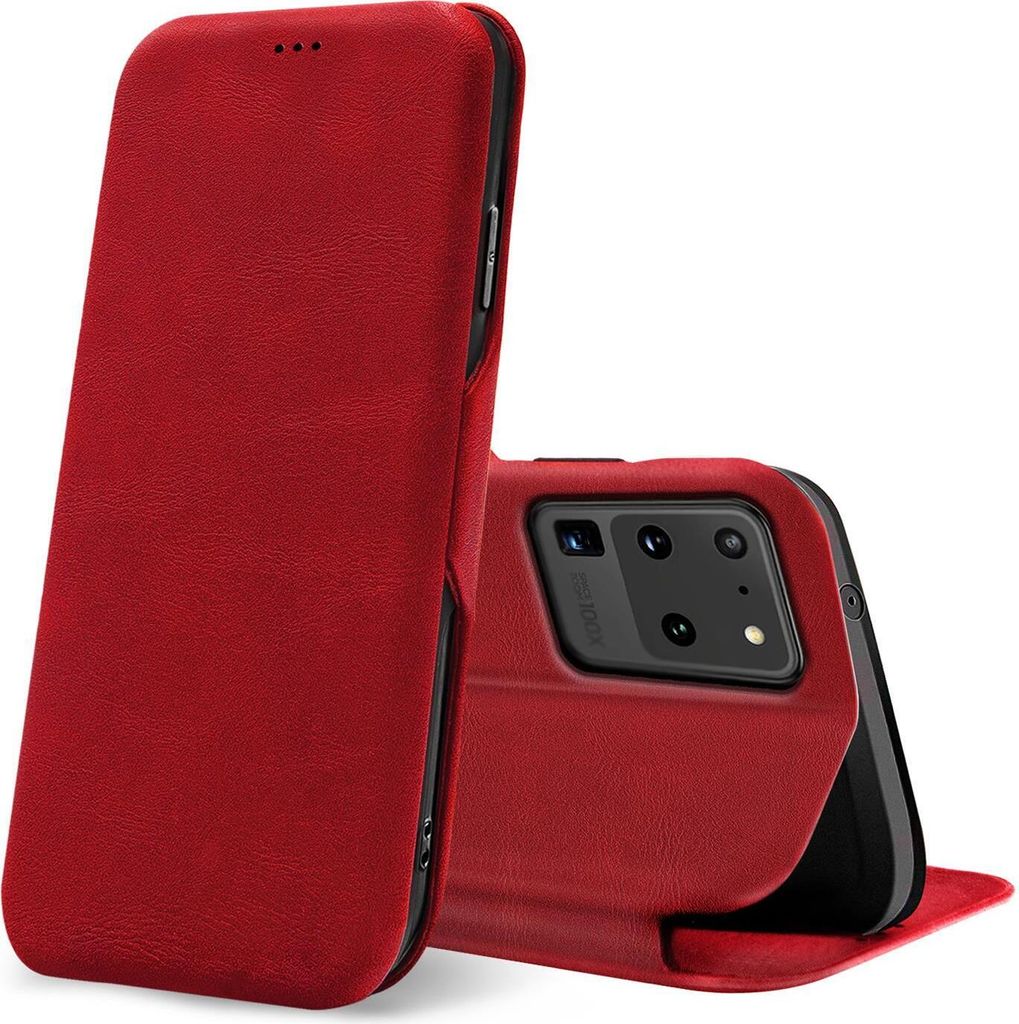 Conie Retro Klapp Tasche für Samsung Galaxy S20 Ultra Kartenfach Hülle Rundumschutz in Rot