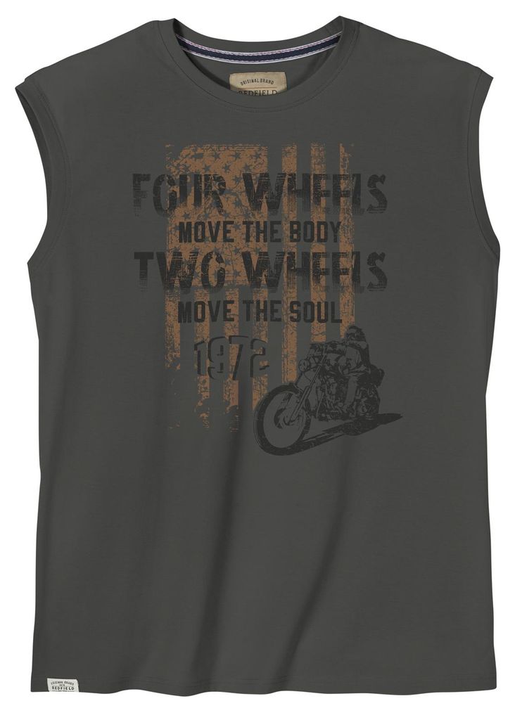 Redfield XXL Muskelshirt Motorrad-Print anthrazit