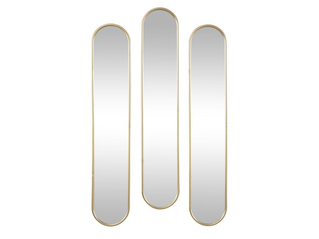 Satz von 3 ovalen Spiegeln aus Metall - 23 × 120 cm (B × H) Produktbild 