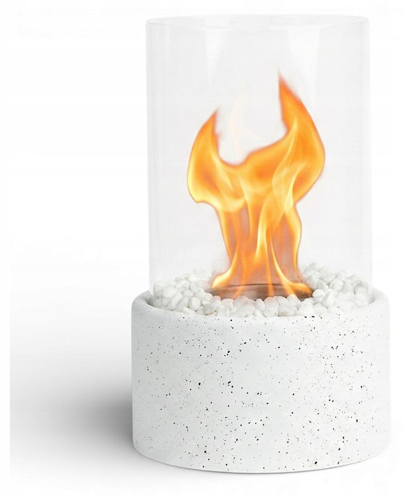 Bioethanol-Kamin Weiß – Freistehender Tischkamin ohne Schornstein – Kaminfeuer für Wohnzimmer und Terrasse