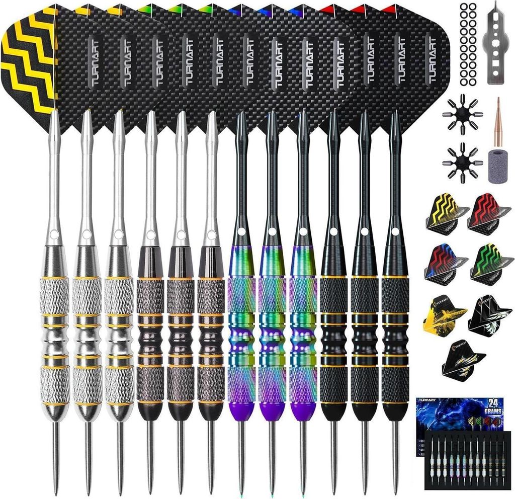 Turnart Dartpfeile Set mit 12 Profi Steeldarts und Case, Produktbild 