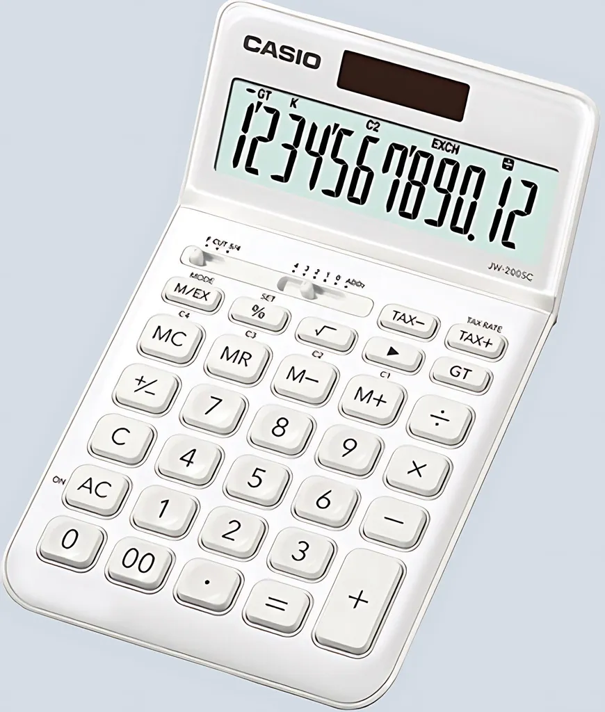 Calcolatrice Casio JW-200SC Desktop: 12 Cifre, Funzione IVA e Metallo
