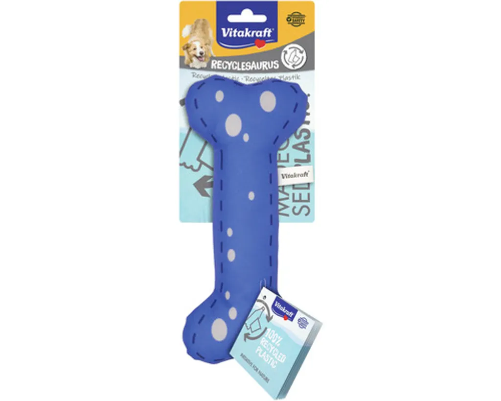 Vitakraft Dino Eco Osso Giocattolo Blu - 100% Sostenibile per Cani
