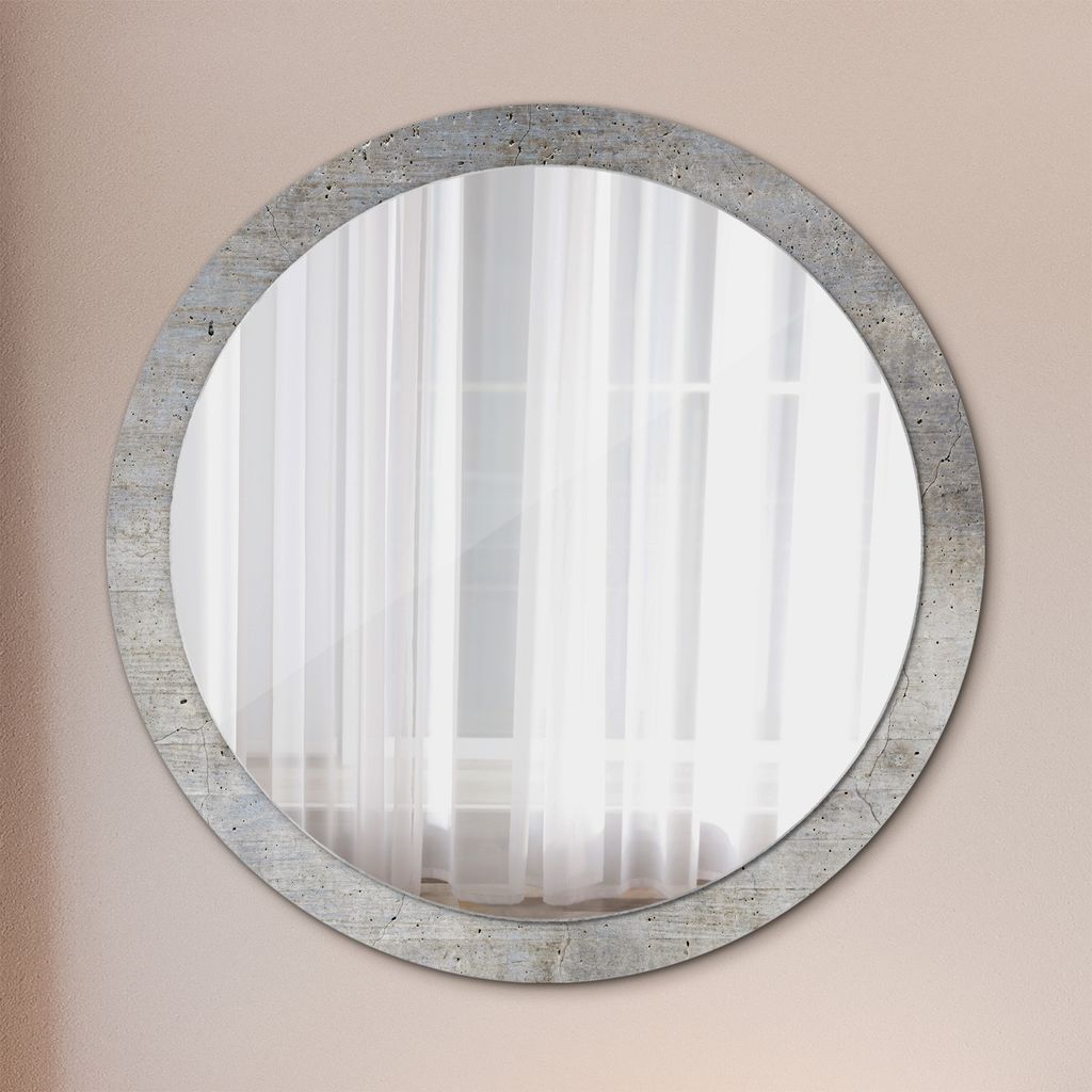Spiegel - Mirror zum Wandspiegel Schlafzimmer – Schminkspiegel- grau Beton- Ø100cm