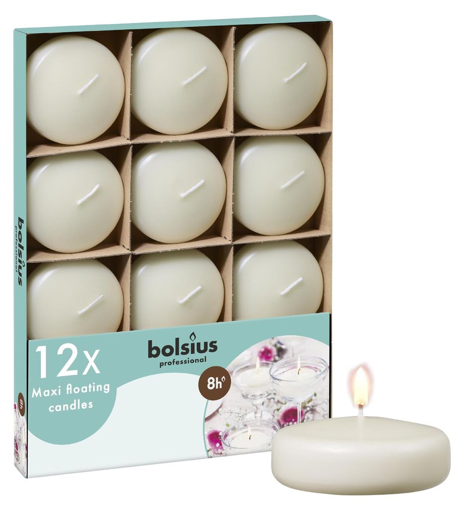 Candele galleggianti maxi, avorio, BOLSIUS, 29/77 mm, tempo Immagine del prodotto 