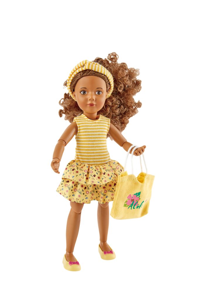 teenagerpuppe mit lockigem Haar und Sommeroutfit 23 cm Produktbild 