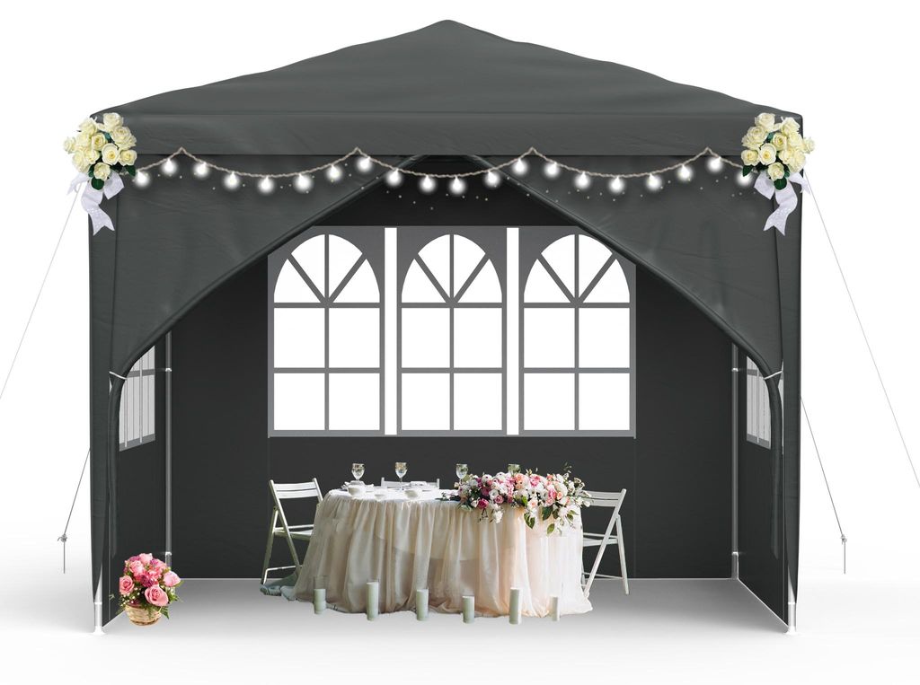 QEENTOE, gazebo da giardino 3x3 metri, antracite, tenda in Immagine del prodotto 