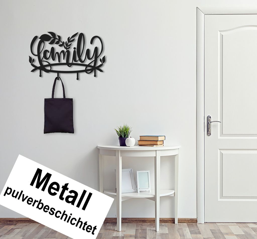 Design 3D Garderobe Kleiderhaken 40 x 60 cm Family Deko Wanddeko Archtwain Studio Design Industrie Look MD-126