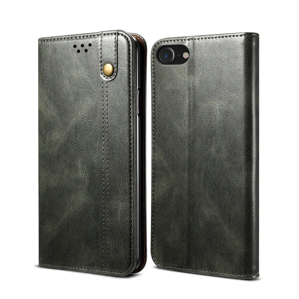 Custodia iPhone SE 2020 / 8 Verde a Libro - Portafoglio Sicuro