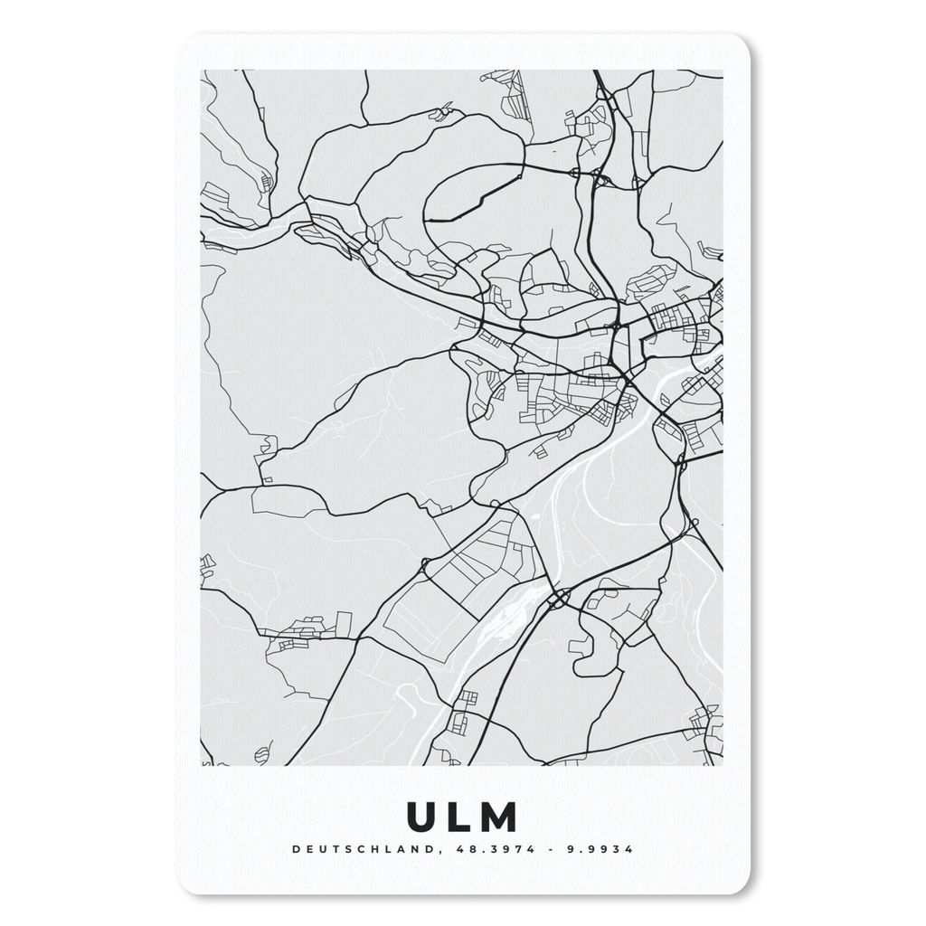 MuchoWow Mauspad Mousepad Deutschland - Karte - Ulm - Stadtplan 18x27 cm - Mousepads - Maus Mat - Pad - Mausunterlage