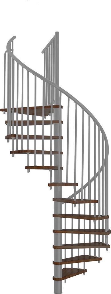 Minka Spindeltreppe Spiral Smart 38 - 305,5cm Geschosshöhe Walnuss Grau 160cm Durchmesser