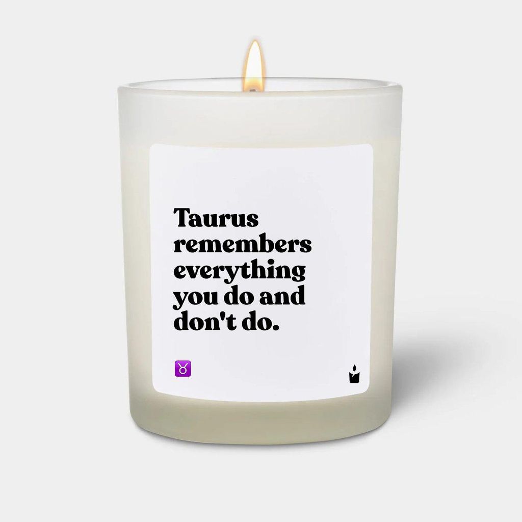 ChattyCandles Duftkerze Weiss Woody Taurus remembers everything you do and don't do.