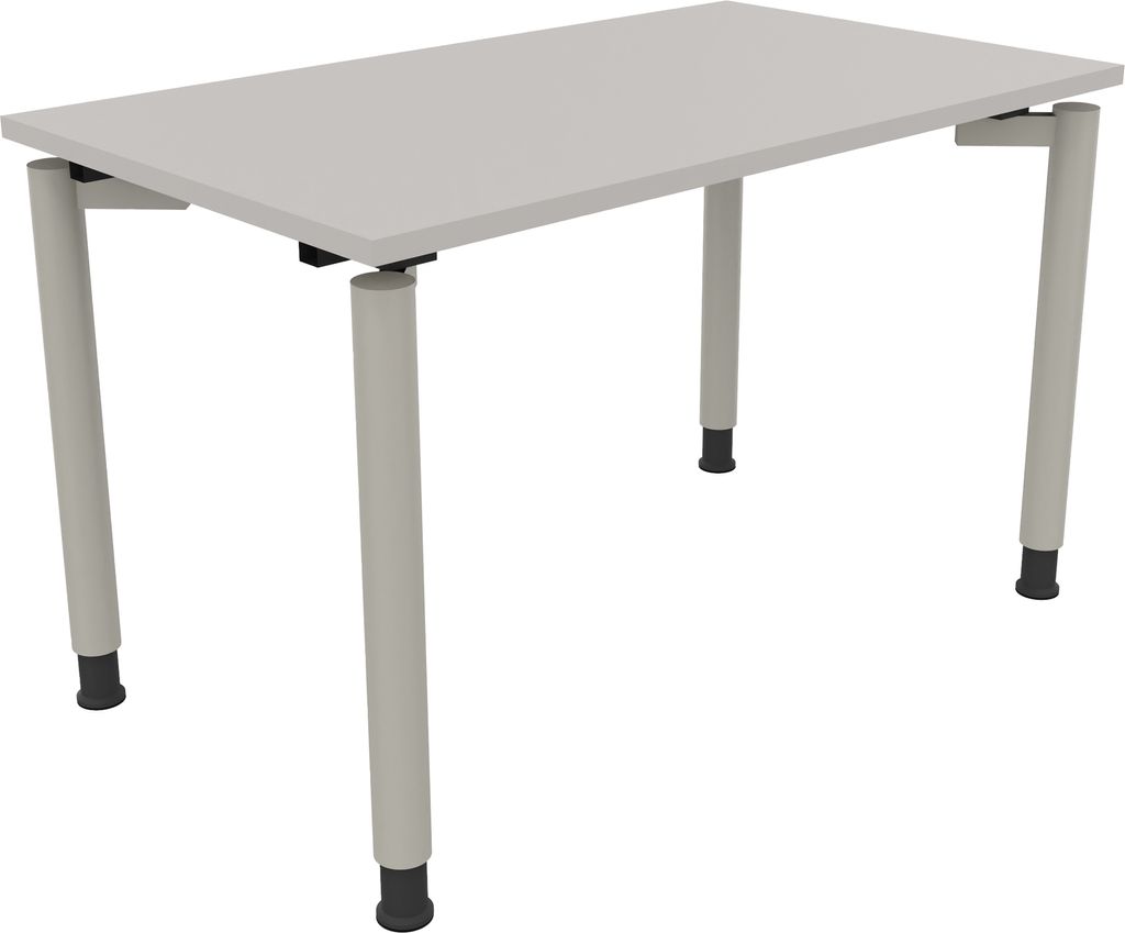 Schreibtisch Vierfuß Rundrohr B1200xT700xH680-820 si/Lichtgrau