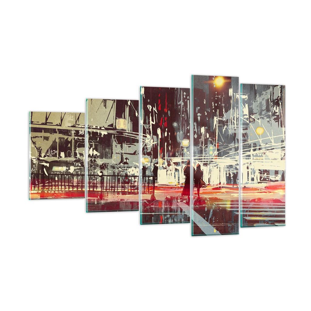 Bilder auf glas - Stadt Straße Nacht - 100x60cm - Glasbilder - Wandbilder - Kunstdruck - zum Aufhängen bereit - Wanddekoration aus Glas - Glas Bi...