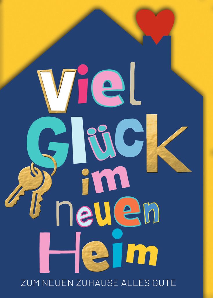 Neues Heim Einzug Umzug Glückwunschkarte mit Umschlag Häuschen mit Herz Viel Glück im neuen Zuhause