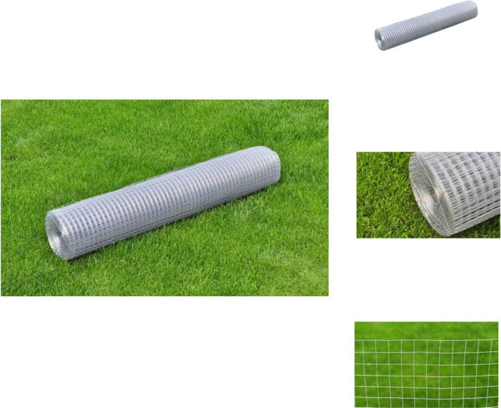 vidaXL Maschendrahtzaun Verzinkter Stahl Quadrat 1×25 m Silbern - Zaunfelder
