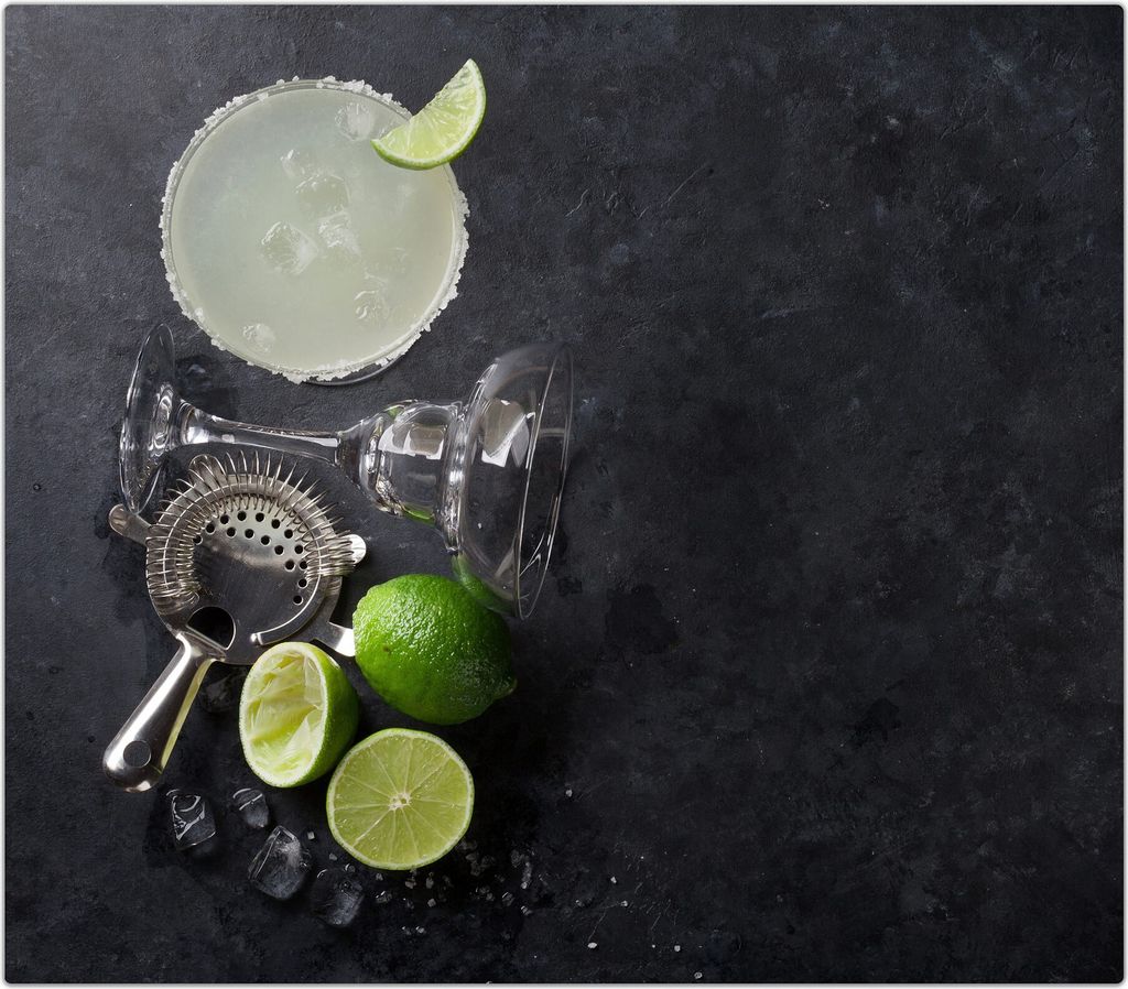 Spritzschutz Herdabdeckplatte Schneidebrett aus Glas Limetten auf Tisch 1-Teilig (60x52cm)