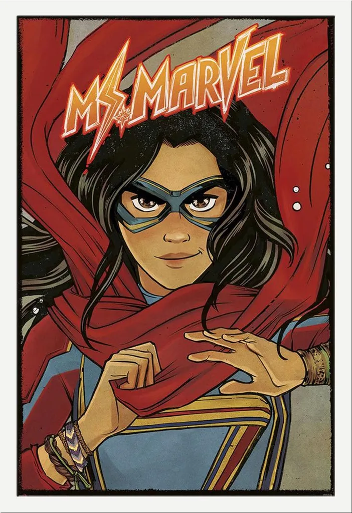 Poster Marvel Ms. Marvel Cadre Shinsuke Blanc, Vitre Acrylique Incassable