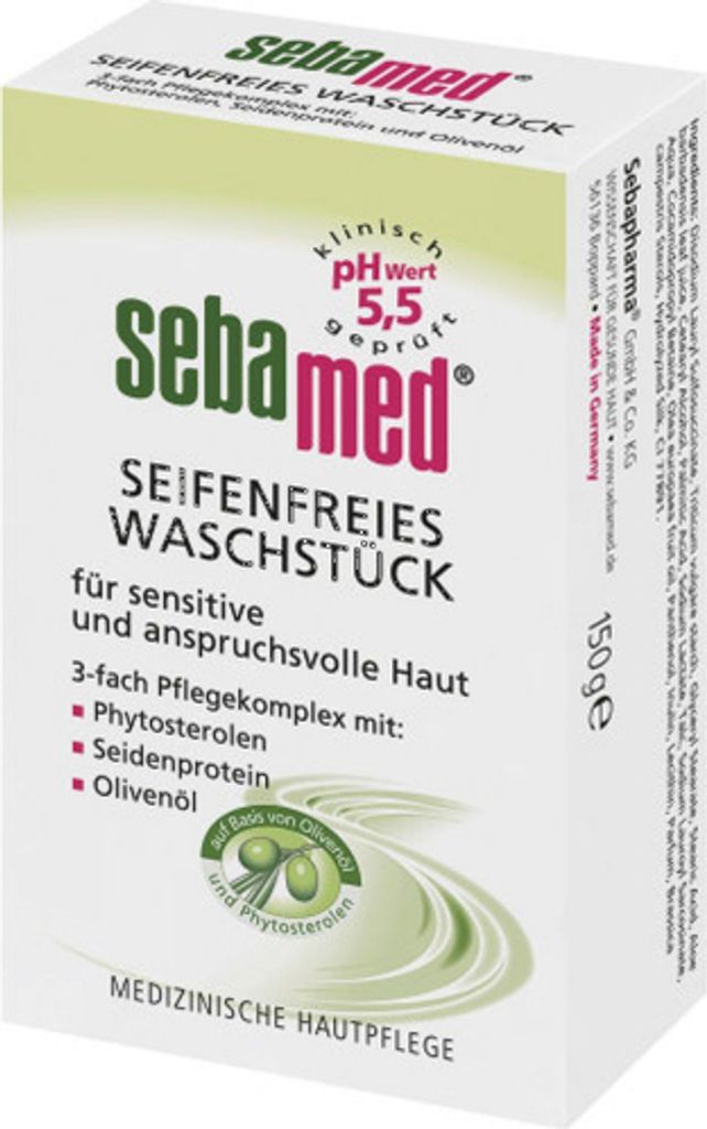 Sebamed seifenfreies Waschstück mit Olive 3 Fach Pflegekomplex 150g
